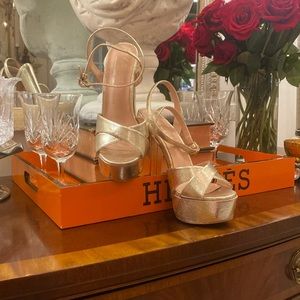 Lauren Lorraine Gold Heels